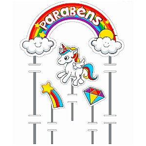 Topo de bolo Unicórnio decoração festa aniversário topper