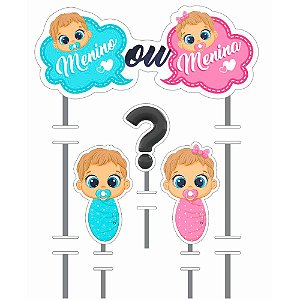 Topo de bolo decoração festa Chá revelação topper