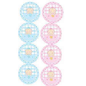 20 Adesivos redondo decoração menina baby menino baby festa