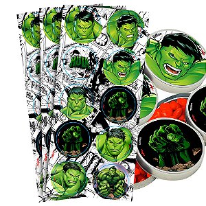 30 Adesivos redondo decoração Hulk festa aniversário