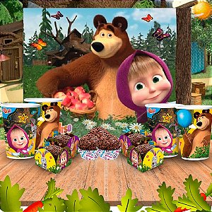 Kit festa Masha e o Urso Decoração festa aniversário 97 pçs