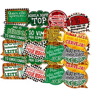 Kit 12 Placas divertidas para festas pronta para usar