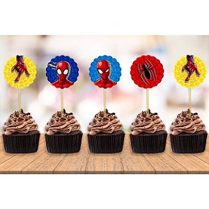 12 Topper tags para doces Homem Aranha decoração festa EVA