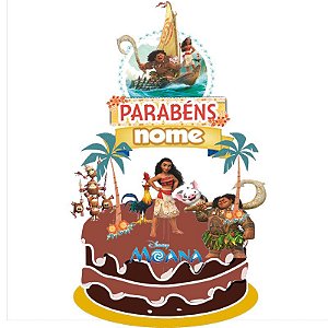 Topo de bolo decoração festa Moana aniversário perfeiro EVA