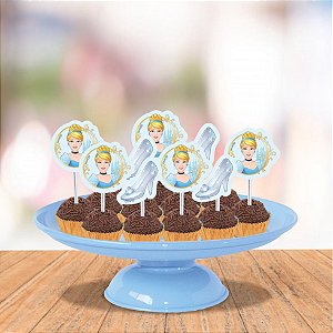 Topper tags Cinderela decoração festa aniversário 12 unidades