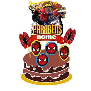 Topo de bolo Homem aranha topper , kit completo decoração personalizado