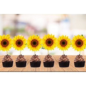 24 Topper teg Para doces Girassol decoração perfeita