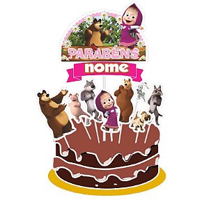 Topo de bolo Masha e Urso topper decoração festa aniversário EVA