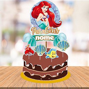 Topo de bolo princesa Ariel topper decoração festa aniversár