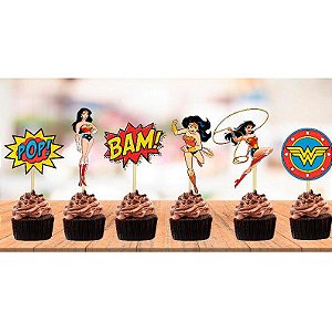 30 Topper tag Para doces  Mulher Maravilha