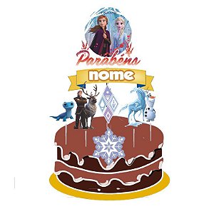 Topo de bolo Frozen topper personalizado decoração festa EVA