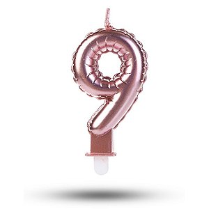 Vela balão Número 9 Rosê gold Decoração Festa