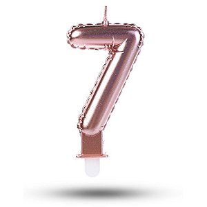 Vela balão Número 7 Rosê gold Decoração Festa