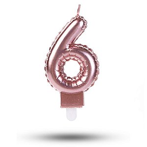 Vela balão Número 6 Rosê gold Decoração Festa