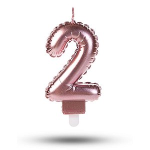 Vela balão Número 2 Rosê gold Decoração Festa