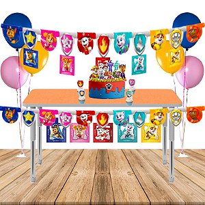 Faixa parabéns bandeirola Patrulha canina decoração festa Aniversário