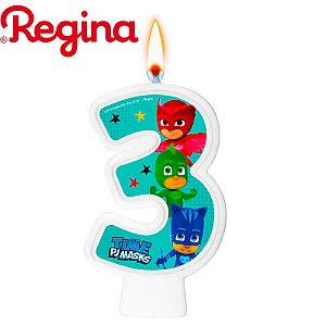 Vela PJ Masks Número 3 Decoração Festa aniversário