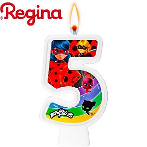 Vela Ladybug Número 5 Decoração Festa topo bolo