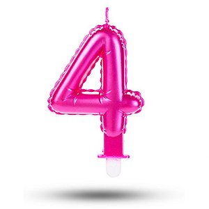 Vela balão Número 4 Rosa Decoração Festa aniversário