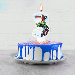 Vela Vingadores Número 3 Decoração Festa topo bolo