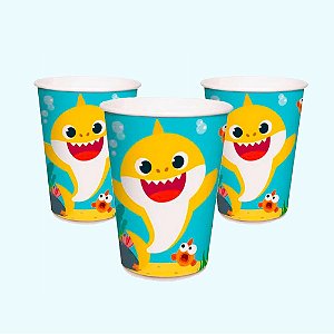 8 copos decoração Baby Shark festa aniversário