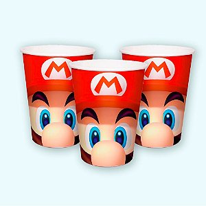 8 copos decoração Super Mario festa aniversário