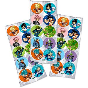 30 Adesivos Dragon ball redondo decoração festa