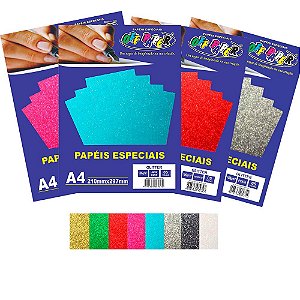 5 folhas Papel Glitter Off Paper 180g Artesanato