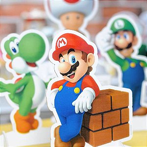 Decoração festa Super Mario Display de mesa 4 Unid