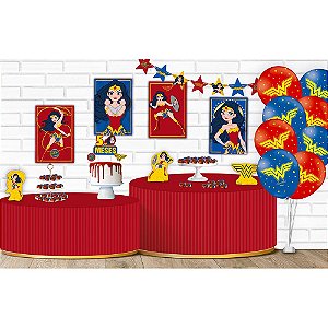 Kit festa Mesversário Mulher Maravilha baby 60pçs Decoração