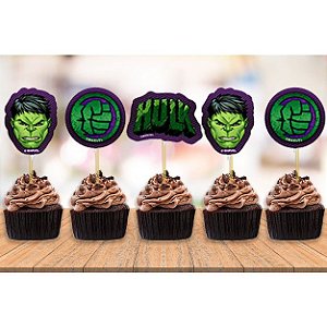 12 Tags topper para doces Hulk decoração festa aniversário EVA