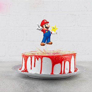 Vela Decoração Super Mario festa aniversário ESTRELA