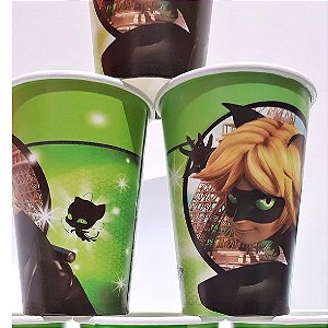 12 Lembrancinha Ladybug Cat Nouir Copos Aniversário festa