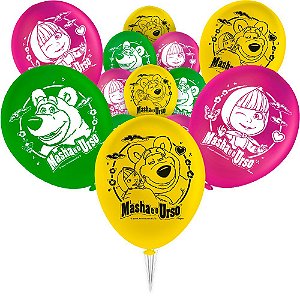 25 Balões Bexigas 9 " festas Masha e o Urso decoração