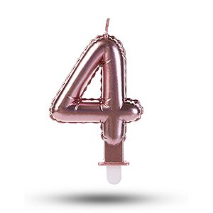 Vela balão Número 4 Rosê gold Decoração Festa