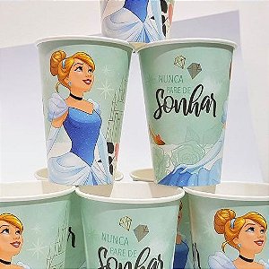 8 Lembrancinha Copos festa Cinderela decoração festa