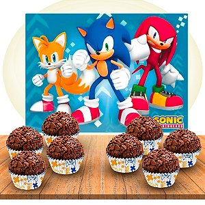 kit festa decoração Sonic 100 forminnhas + painel GIGANTE