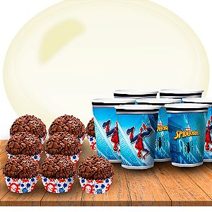 Kit festa Homem Aranha 100 forminhas + 8 Copos tématicos
