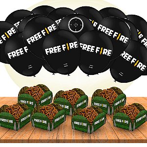 Kit festa completo 65 pçs Decoração Free Fire aniversário