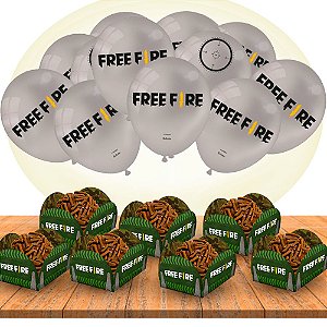 Kit festa completo 65 pçs Decoração Free Fire 2 aniversário