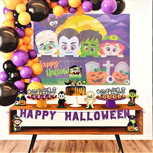 Kit festa completo 39pçs decoração festa Halloween em EVA