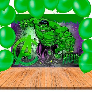 Kit Festa 51 Pçs Decoração Hulk Painel + 50 Bexigas Neon