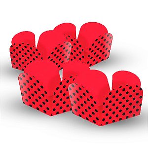 50 Forminhas para doces festa Vermelha com bolinhas pretas