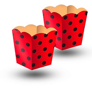 8 Cachepo decoração festa Ladybug Vemelho e preto completo