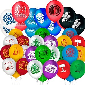 Kit 125uni Balão bexigas N9 Decoração Vingadores Marvel