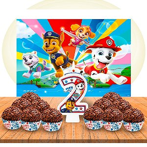 Kit festa Patrulha canina Vela + Forminhas + Painel GIGANTE