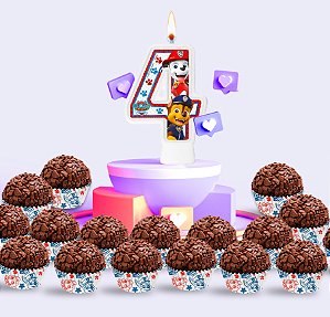 Kit festa Decoração patrulha canina 100 Forminhas + vela n4