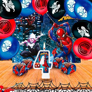Kit Festa Homem aranha 77 itens decoração aniversário 4 anos