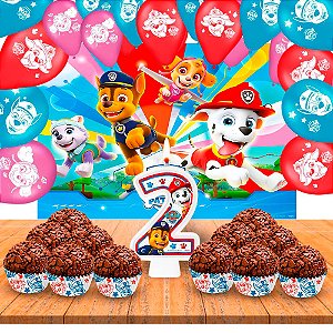 Kit festa Patrulha canina Vela Forminhas Painel GIGTE balão