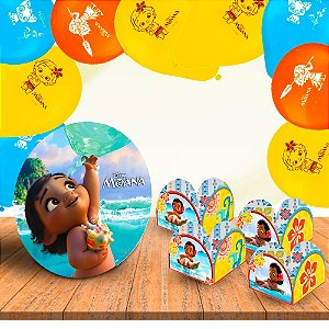 Kit festa Decoração Moana Baby 76 peças Aniversário completo